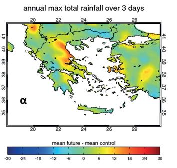 4.2. Διαταραχές υδρολογικού κύκλου Βροχοπτώσεις Στην Εικόνα 1.4.8 αποτυπώνονται οι βραχυπρόθεσμες μεταβολές των βροχοπτώσεων, εκφρασμένες ως ποσοστιαία μεταβολή στην ποσότητα του νερού που πέφτει σε