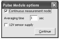 45 24.3 Možnosti konfigurácie a editovania impulzného modulu. Ak je pridaný impulzný modul, objaví sa dialógový box Možnosti impulzného modulu - Pulse Module options.