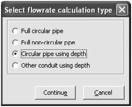 Ak ste zvolili Circular pipe using depth, kliknite Continue a objaví sa dialógový box Voľba kanála hĺbky - Select depth channel.