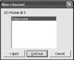 V dialógovam boxe Nový kanál - New channel vyberte Vstupno/výstupný modul- I/O module z ktorého bude novo nazvaný kanál brať hodnoty.