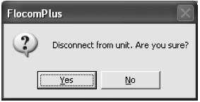 91 31.0 Odpojenie Z hlavného menu kliknite na Odpojenie - Disconnect a na otázku Ste si istý? Are you sure? kliknite Ano- Yes a jednotka sa odpojí. Kliknite na File>Exit na vypnutie FloCom+.