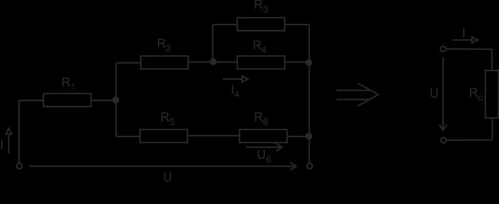 Pre výpočet použijeme metódu postupného zjednodušovania (obvod obsahuje jediný zdroj jednosmerného napätia).