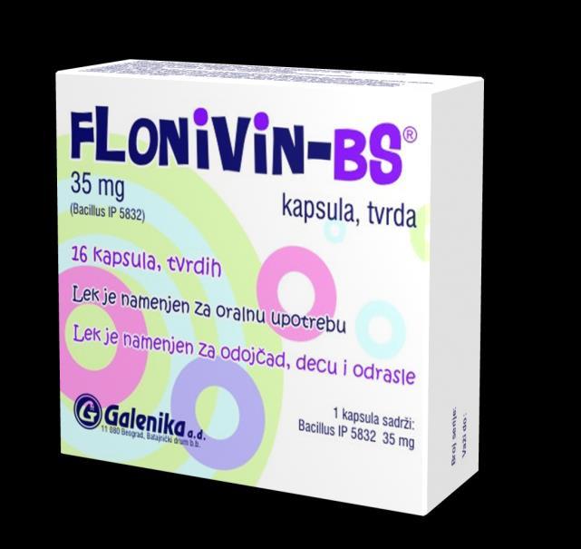 FLONIVIN - BS Ciljne grupe: Lekari opšte prakse Pedijatri Farmaceuti u apotekama Jedini na našem tržištu sa sporama Bacillus IP 5832 Spore su su termostabilne i otporne na delovanje