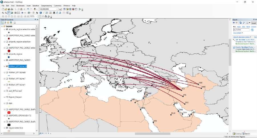 Εικόνα 5.6 : Συνδέσεις με ευρωπαϊκά Αεροδρόμια Εικόνα 5.7 : Συνδέσεις με ευρωπαϊκά Αεροδρόμια Για το αεροδρόμιο «Ελ. Βενιζέλος» υπάρχουν 11 διαθέσιμες συνδέσεις προς τα αεροδρόμια αυτής της περιοχής.