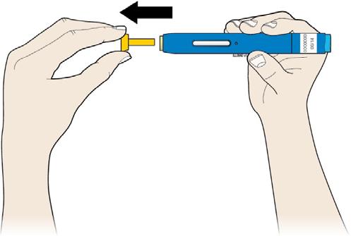 Nu așezați capacul de culoare galbenă, înapoi pe penul pre-umplut. Nu îndepărtați capacul de culoare galbenă de pe penul pre-umplut decât atunci când sunteţi pregătit pentru injectare. F.