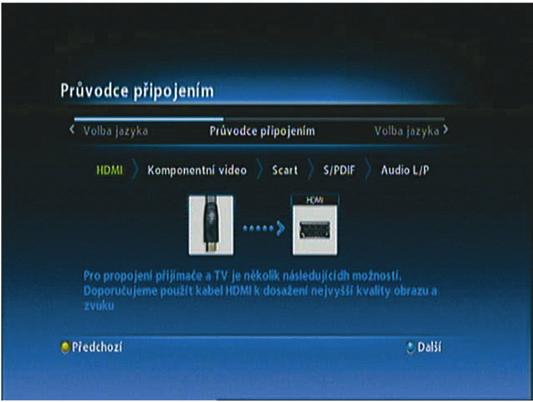 Stlačte tlačidlo dvakrát, kým sa nezobrazí obraz. 1. Zapnite televízor a prijímač. Ďalej sa riaďte inštrukciami na obrazovke.