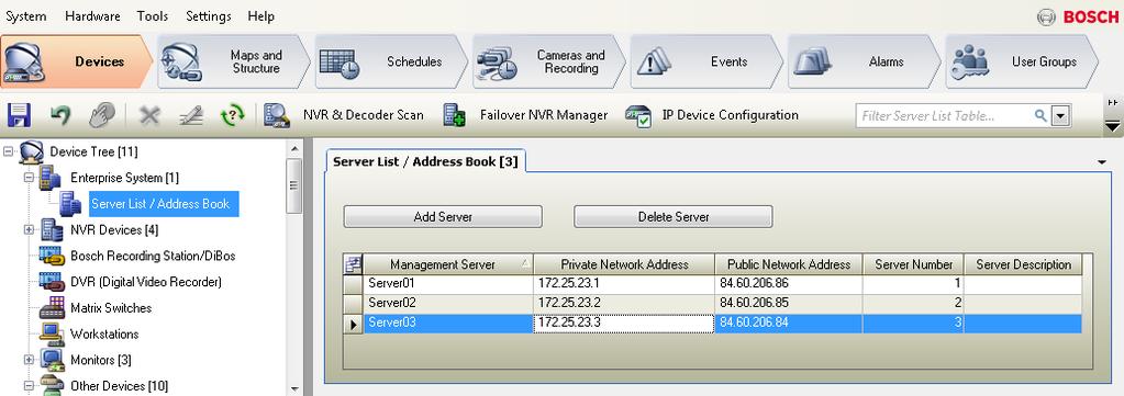 Bosch Video Management System Δημιουργία ενός Enterprise System el 109 5. Επαναλάβετε αυτά τα βήματα μέχρι να προσθέσετε όλους τους επιθυμητούς υπολογιστές Management Server.