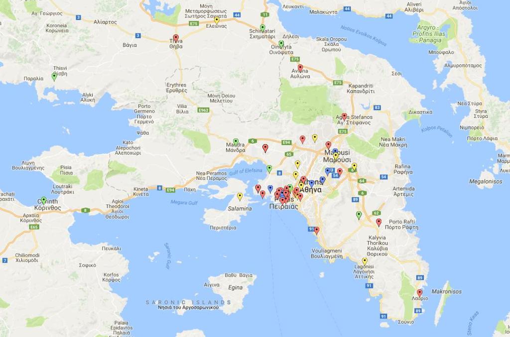 Εικόνα 4 Γεωγραφική κατανομή των επιχειρήσεων του χώρου Εστίαση στους νομούς