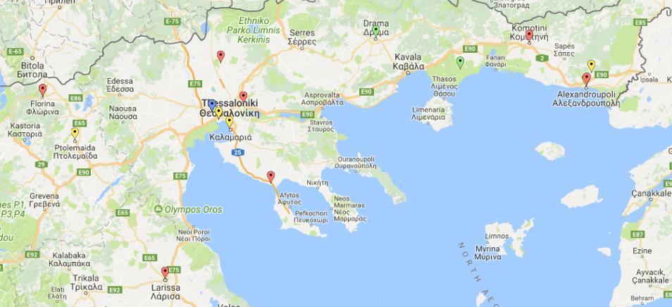 Εικόνα 5 Γεωγραφική κατανομή των επιχειρήσεων του χώρου Εστίαση σε Βόρεια και