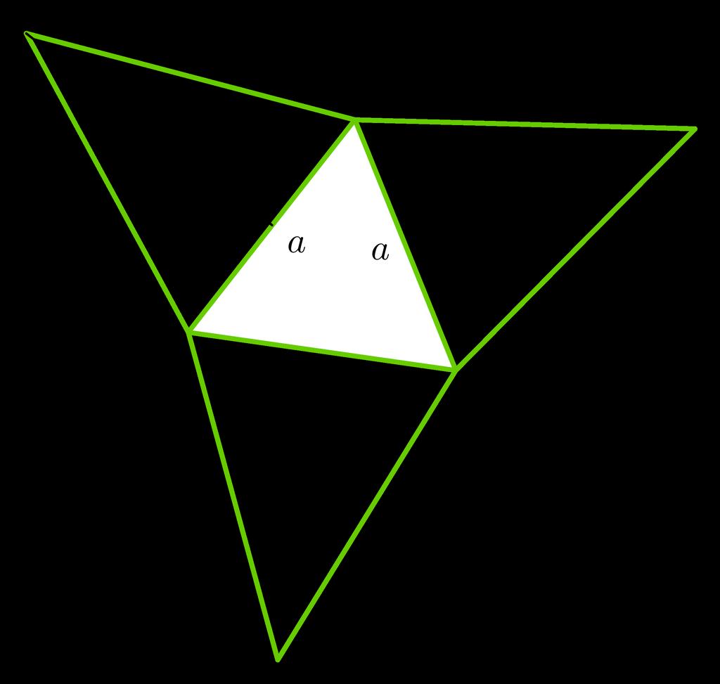 Na slici 45 prikazana je mreža pravilne trostrane piramide sa označenim elementima potrebnim za računanje površine.