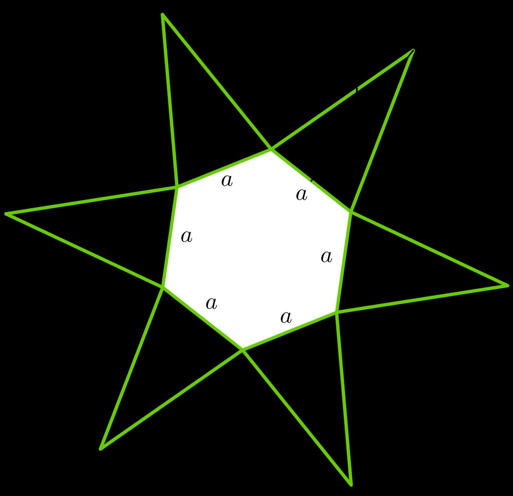Slika 47: Mreža pravilne šestostrane piramide U ovom slučaju, omotač se sastoji od šest podudarnih trouglova, kojima je osnovica jednaka stranici pravilnog šestougla osnove, a visina h bočna visina