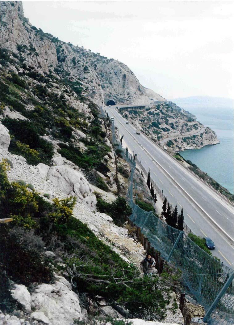 2000m Limestones and dolomitic limestones Very steep morphology Construction Method Special barriers