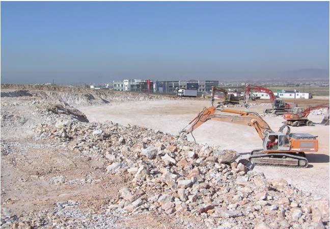 excavation with gradient 7:1 (height: width) and max.