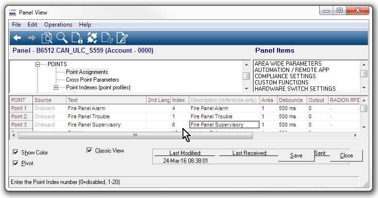 Control Panel Ρυθμίσεις συμμόρφωσης el 23 Ορίστε την παράμετρο Εκχωρήσεις σημείου > Προφίλ σε: 4 - Συναγερμός πίνακα ανίχνευσης πυρκαγιάς Σημείο 2 Ορίστε την παράμετρο Εκχωρήσεις σημείου > Κείμενο