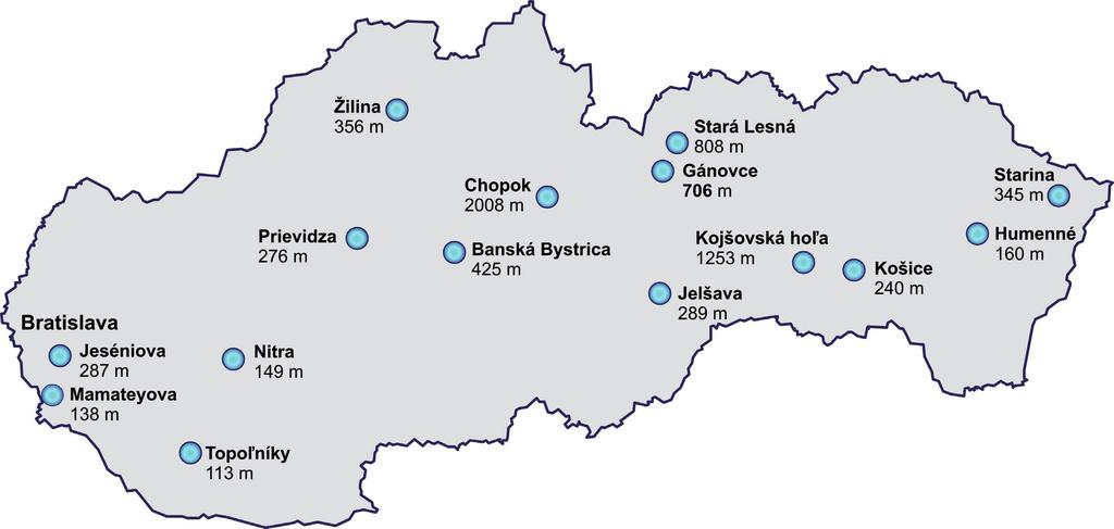 Prízemný ozón Mapa 006 I Sieť monitorovacích staníc prízemného ozónu Ročné priemery koncentrácie prízemného ozónu v SR sa v roku 2015 pohybovali v intervale 36 až 88 μg.m -3.