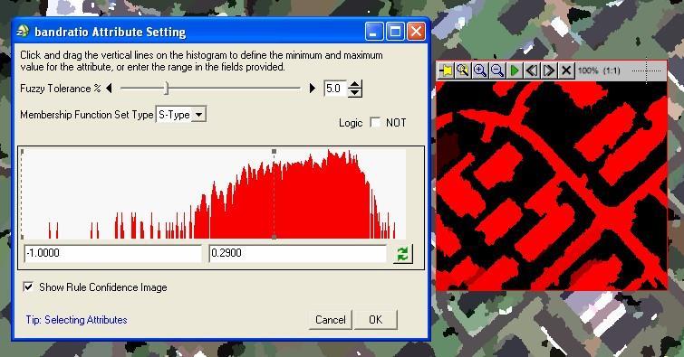 Because of the fuzzy logic applied underneath, you will notice that some objects have a brightness value between 0 and 255.