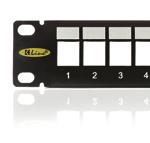 Patch panel pre 24xRJ45 neosadený P/N: KEP-EMPTY-S určený pre montáž do 9 rozvádzačov integrovaný zadný káblový menežment sťahovacie pásky na uchytenie káblov