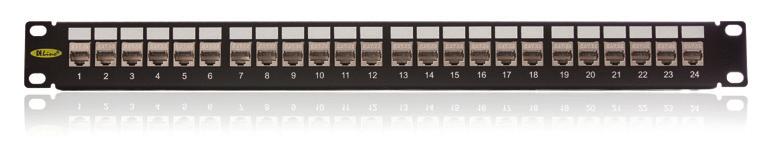 Metalická kabeláž / komponenty / tienené 00 Patch panel, Category 5E, 24xRJ45/s osadený P/N: KEP-C5E-S-TL osadený 24 keystone jackmi KEJ-C5E-S-TL (str.