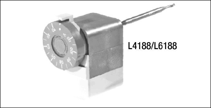 L4188 - L6188 JEDNODUCHÝ AQUASTAT PRIAMY PONORNÝ POUŽITIE A OBJEDNACIE INFORMÁCIE Použitie L4188 a L6188 sú citlivé termostaty pre vodu, ponorného typu, určené pre reguláciu a obmedzenie teploty