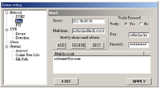 Ak mail server požaduje overenie hesla, zadajte username a password. Pozn.
