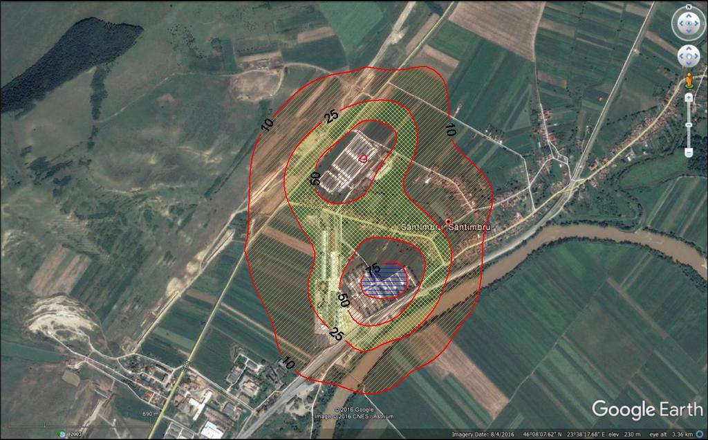 Figura 5: Concentratii maxime de amoniac in aer timp de mediere 30 min (fermele 3 si 4 Santimbru)