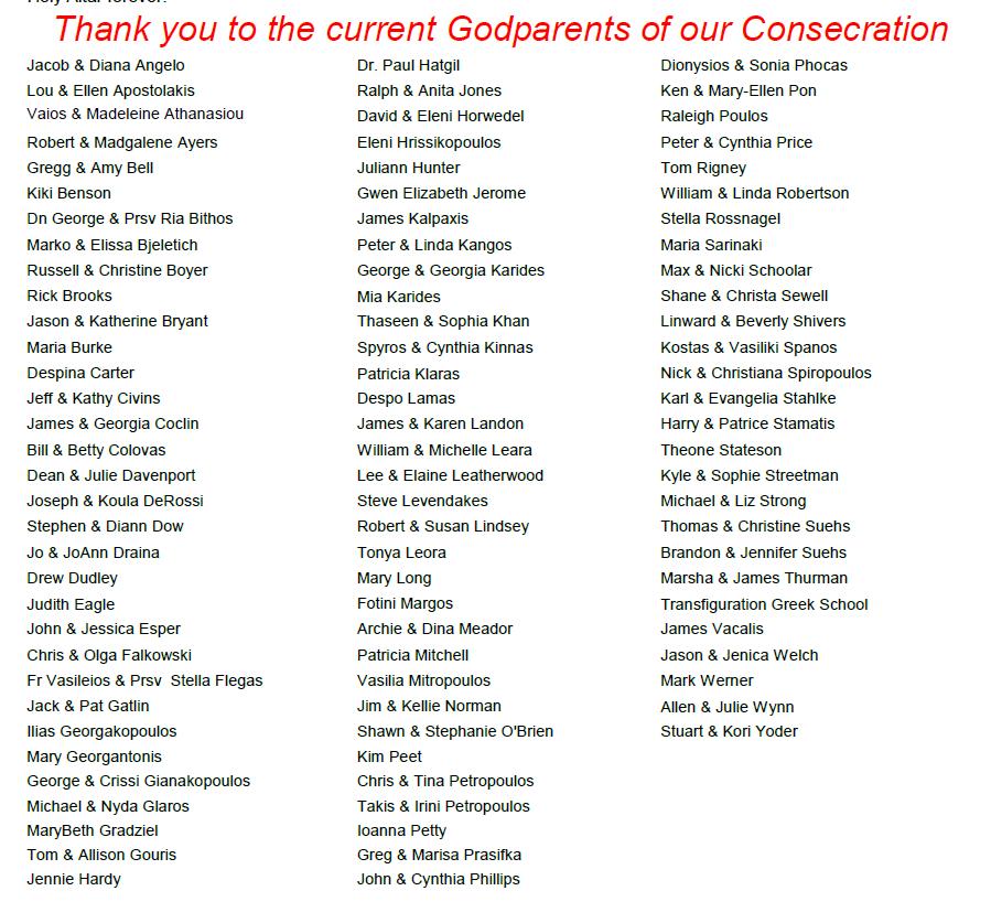 Denis & Eleni Ackerman AHEPA Jane Allen Rod & Effie Ambrose Jacob & Diana Angelo Francisco & Kathryn Albarado Lou & Ellen Apostolakis Dan & Gigi Appling Vaios & Madeleine Athanasiou John & Jennifer
