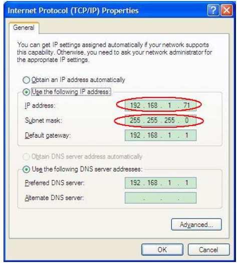 Obrázok 6-2 Nastavenie parametrov siete na počítači (3) Nastavte parametre siete softvéru osciloskopu Owon.
