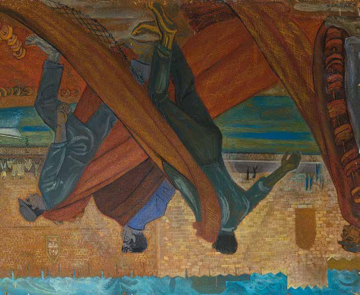 48 Βάλιας Σεμερτζίδης (1911-1983) Ψαράδες στο λιμάνι της Ρόδου υπογεγραμμένο και χρονολογημένο κάτω δεξιά: Β.