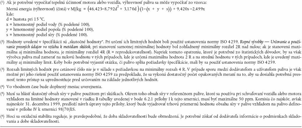 M3 PRÍLOHA IV TECHNICKÉ CHARAKTERISTIKY REFERENČNÉHO PALIVA PREDPÍSANÉHO PRE