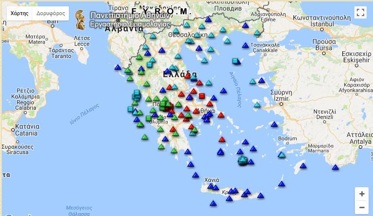 Στον παγκόσμιο χάρτη φαίνονται οι σταθμοί ευρέως φάσματος που ανήκουν στην Ένωση Ψηφιακών Σεισμολογικών ΔικτύωνFDSN