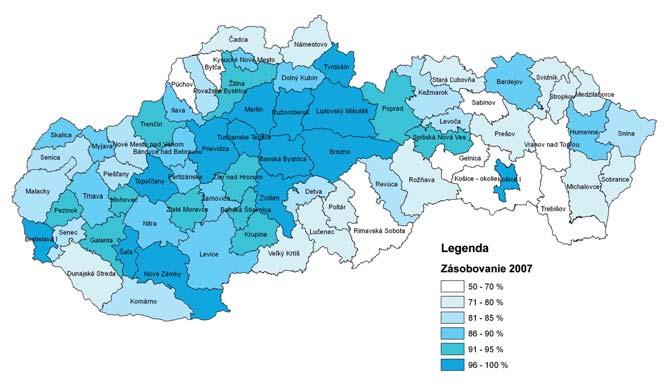 Počet zásobovaných obyvateľov sa oproti minulému roku zvýšil o 330, čo sa však pri skutočnom náraste celkového počtu obyvateľov prvý raz v poslednom období prejavilo celkovým znížením podielu