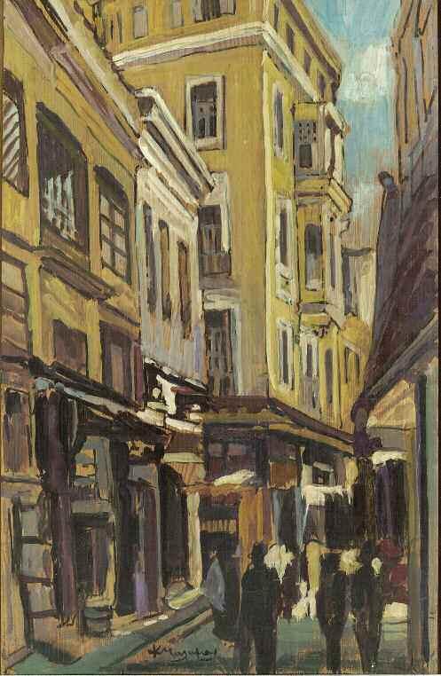 21. ΜΑΛΑΜΟΣ Κώστας (1913-2007) Στην παλιά αγορά της Αθήνας Λάδι σε ξύλο 51 35 εκ υπγρμ κ.κ 1.000-1.