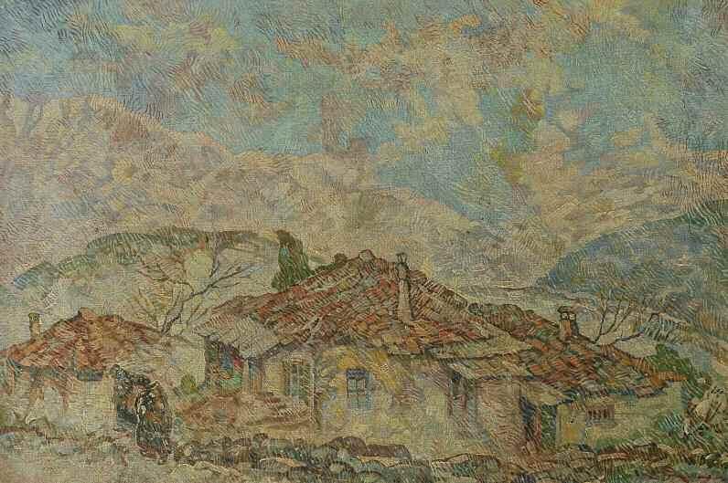 29. ΘΩΜΟΠΟΥΛΟΣ Επαμεινώνδας (1878-1974) Σπίτια στο χωριό Λάδι σε κα