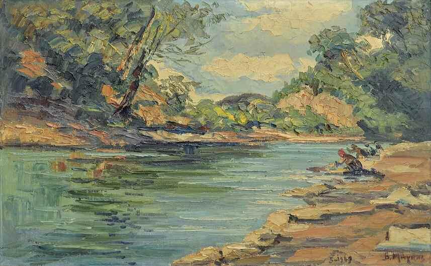 δ THOMOPOULOS Epaminondas (1878-1974) Houses in a village Signed oil on canvas 50 73 cm 29 2.000-3.