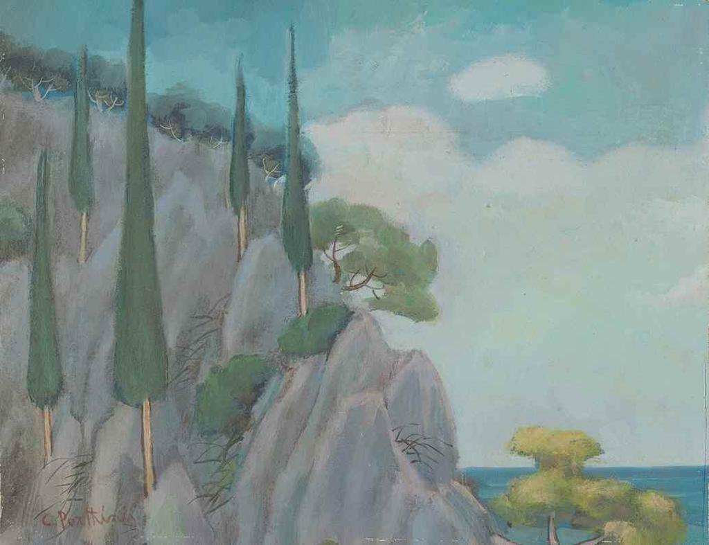 43. ΠΑΡΘΕΝΗΣ Κωνσταντίνος (1878-1967) Τοπίο (Κέρκυρα;) Λάδι σε χαρτόνι επικλμ. σε ξύλο 32 41 εκ υπγρμ. κ.