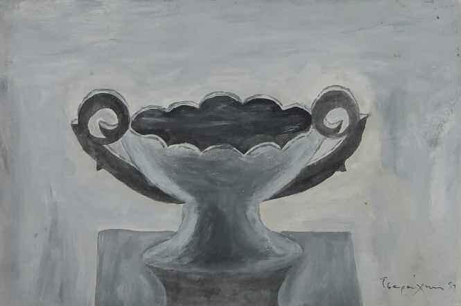 ΤΣΑΡΟΥΧΗΣ Γιάννης (1910-1989) Σκύφος 1959 Σπουδή αγγείου τέμπερα σε χαρτόνι 19 30 εκ υπγρμ & χρνλγμ κ.