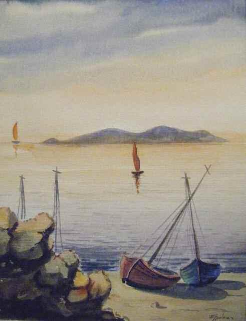 ΦΑΣΙΑΝΟΣ Αλέκος (1935) Ζευγάρι και γάτα στον καναπέ Παστελ /κραγιόνια σε χαρτί 30 21 εκ υπγρμ π.