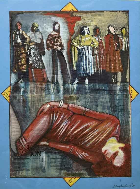 200 LASITHIOTAKIS Yannis (1956) Catwalk 1981 Signed & dated mixed media 65 50 cm 91.