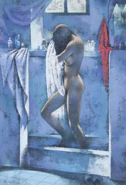 117. ΓΚΙΚΑ Θεοφανώ (1939;) Στο ντουζ 1998 Ακρυλικό σε χαρντμπορντ 70 50 εκ υπγρμ &