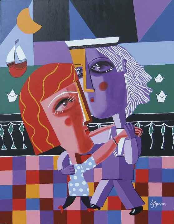 α 400-700 GIKA Theofano (1939) In the shower 1998 Signed acrylic on board 70 50 cm