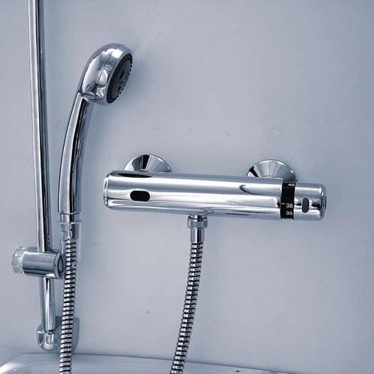 AUTOMATICKÁ SPRCHOVÁ BATÉRIA - TERMOSTATICKÁ predstenová termostatická armatúra úspora vody a energie komfort obsluhy jednoduchá montáž hygienické preplachovanie nastavenie parametrov diaľkovým