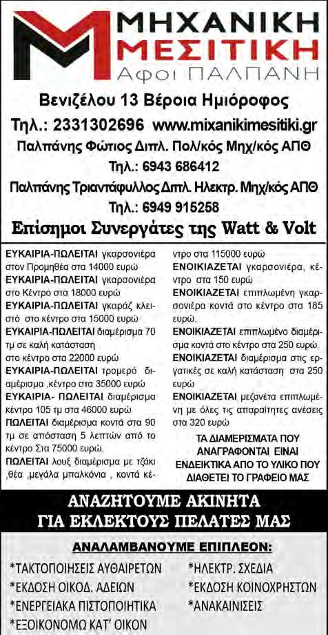 18 www.laosnews.gr ΤΡΙΤΗ 11 ΔΕΚΕΜΒΡΙΟΥ 2018 ΠΩΛΗΣΕΙΣ ΔΙΑΜΕΡΙΣΜΑΤΩΝ-ΜΟΝΟΚΑΤΟΙΚΙΩΝ ΠΙΕΡΙΩΝ 2ΔΣ-Κ πάρκιγκ, αποθηκη καινουριο 75000 ΑΓ.ΑΝΑΡΓΥΡΟΙ 3ος 95 τ.μ διαμπερές 45000 Μ.ΑΛΕΞΑΝΔΡΟΥ 45 τ.