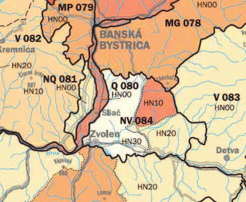 Obr. 3.5: Hydrogeologické rajóny Rajón NV 084 zaberá východnú časť zvolensko-slatinskej panvy a budujú ho tufitické a piesčité íly, piesky s vložkami tufov, aglomeratické tufy a aglomeráty.