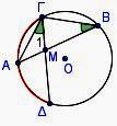 α) i. Επειδή το Α είναι μέσο του τόξου ΓΔ, η ΟΑ είναι μεσοκάθετος της χορδής ΓΔ. Όμως η χορδή ΑΒ είναι κάθετη στη χορδή ΓΔ, άρα η ΑΒ διέρχεται από το κέντρο Ο του κύκλου.