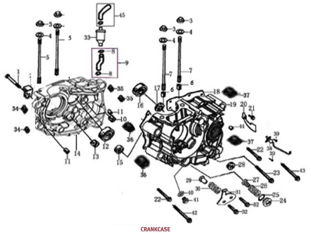 CRANKCASE 1 B6740A06006570X BOLT M6 65 1 2 22422-I006-00020X HOLDER,CLIUTCH CABLE 1 3 9-RE08-00000X NUT M8 4 4 93301-5105202000N WASHER 10.