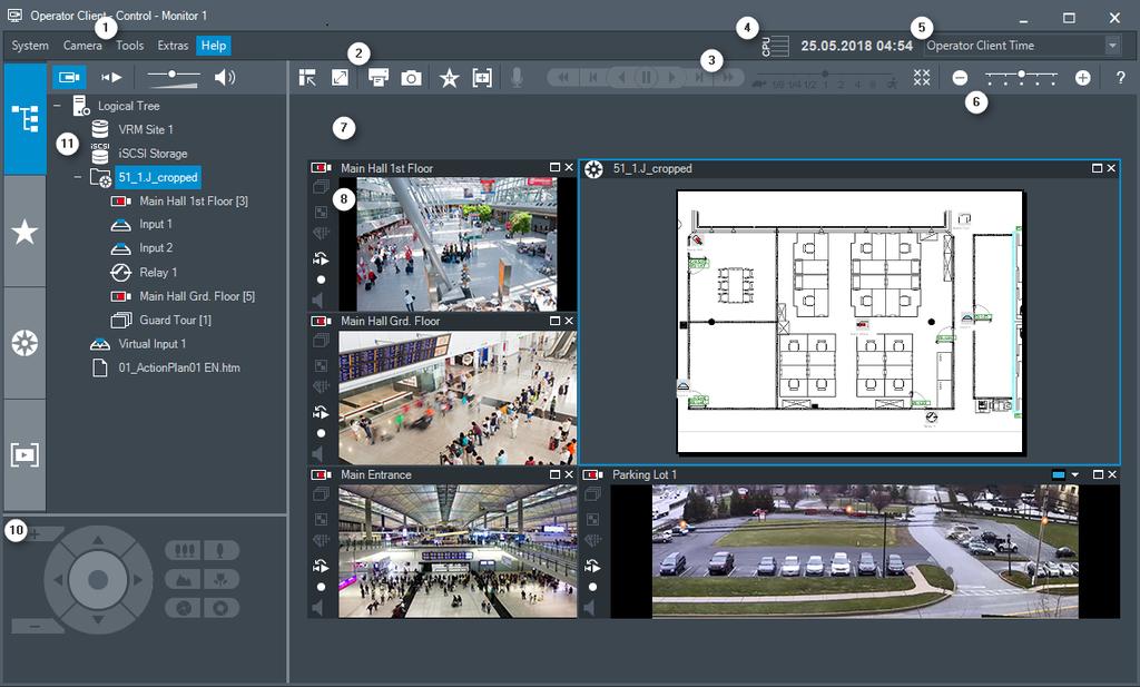 Bosch Video Management System Διασύνδεση χρήστη el 49 10 Διασύνδεση χρήστη Γνωστοποίηση! Στο παρόν περιγράφονται ορισμένες λειτουργίες οι οποίες δεν είναι διαθέσιμες για το BVMS Viewer.