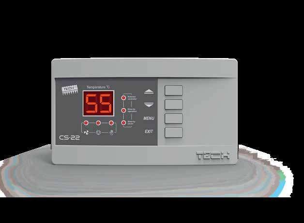 CS-22n, CS-24 REGULÁTOR PRE ZÁSYPOVÝ KOTOL Funkcie ovládanie ventilátora ovládanie čerpadla ÚK vo verzii s naprogramovaním Sigma (možnosť) Vybavenie LED displej snímač teploty ÚK T1 teplotná ochrana