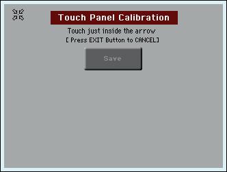 Touch Panel Calibration BHMA 4 Αφού εμφανιστεί η οθόνη του Touch Panel Calibration, απελευθερώνουμε τον διακόπτη Intro 1, και κάνουμε την διαδικασία του Calibration της οθόνης, πατώντας διαδοχικά τα