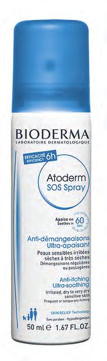 Atoderm SOS Spray Για άμεση ανακούφιση από τον κνησμό σε 60'' Όποια κι αν είναι η αιτία της φαγούρας (ατοπικό δέρμα, ψωριάση, έκζεμα, ξηρότητα, γεροντική ξηρότητα, έντομο ή/και τσίμπημα, δερματική