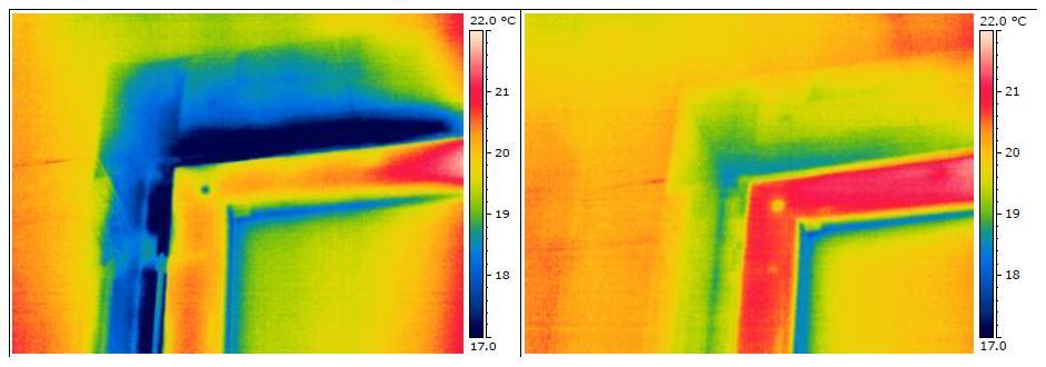 Termografski posnetek pred in po tesnjenju okna: